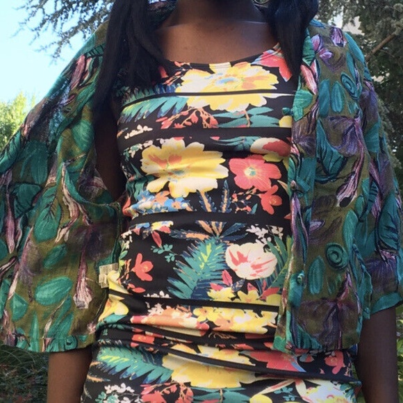 Lee Anse Ethnic Blouse Cardigan Top Linen Floral Retro Loose Vintage - Picture 6 of 8